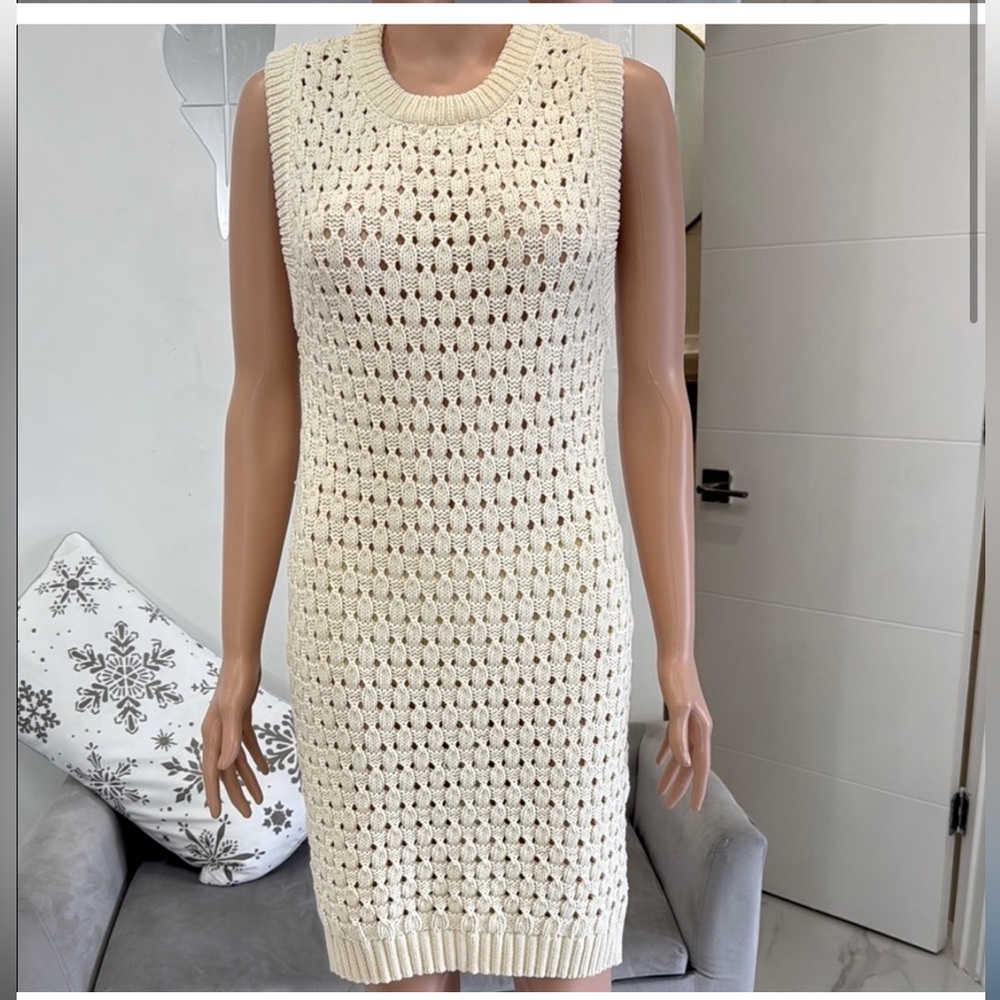 Zara Cream Knit Sleeveless Dress
